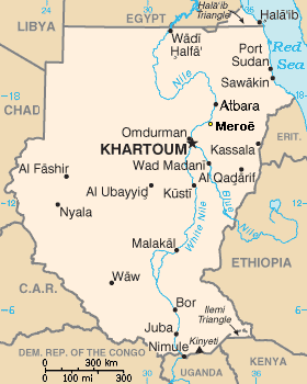 نيالا في غرب السودان (على يسار الوسط).