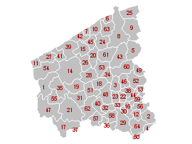 Map of the municipalities in West Flanders