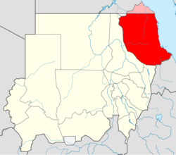 موقع ولاية البحر الأحمر في السودان.