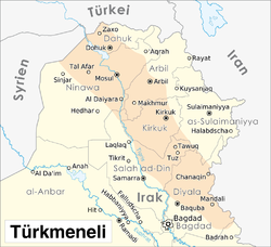 منطقة تواجد التركمان في العراق.