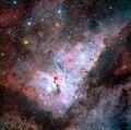 Colour-composite image of the Carina Nebula, revealing exquisite details in the stars and dust of the region. Credit ESO.