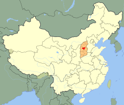 تاي‌يوان (أحمر) في شان‌شي (برتقالي)