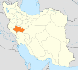 خريطة إيران موضح عليها موقع محافظة لُرِستان.