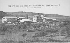Creveney bituminous shale distillation plant, a rare operation in France between the two world wars