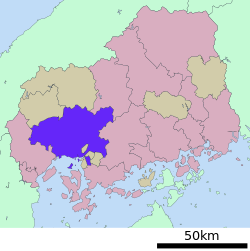 Location of Hiroshima in Hiroshima Prefecture