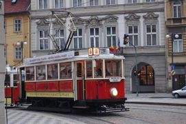 The "nostalgic tram" no. 91 runs through the city center