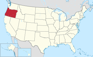 خريطة الولايات المتحدة، موضح فيها Oregon