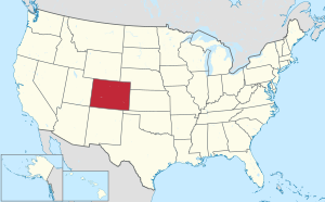 خريطة الولايات المتحدة، موضح فيها كولورادو