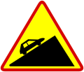 Slope warning sign in Poland
