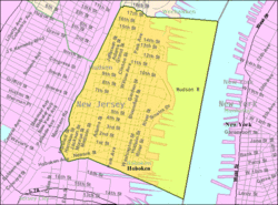 خريطة مكتب التعداد لمدينة هوبكون، نيوجرزي.