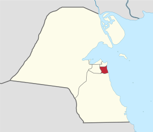 خريطة تبين موقع محافظة مبارك الكبير في الكويت