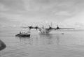 RAF Short Sunderland moored in the lagoon at Addu Atoll, during WWII