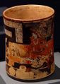 Painting on the Lord of the jaguar pelt throne vase, مشهد من البلاط الماوي، 700-800 م.