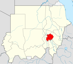 موقع ولاية الجزيرة في السودان.