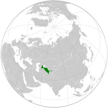 موقع أوزبكستان (بالأخضر)