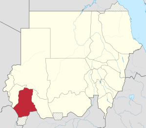 موقع جنوب دارفور في السودان.