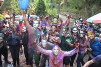 Locals celebrating Holi in Kathmandu, Nepal.