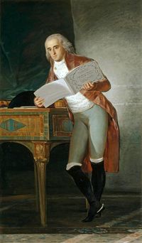 Retrato del Duque de Alba, 1795 (متحف ديل پرادو). Gran aficionado a la música de cámara, aparece apoyado en un clave, donde reposa una viola, su instrumento favorito. Tiene abierta en sus manos una partitura de Haydn.