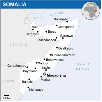 موقع الصومال