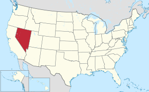 خريطة الولايات المتحدة، موضح فيها Nevada