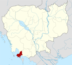خريطة كمبوديا تبين محافظة سيهانوك‌ڤيل