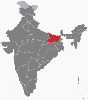 The map of India showing Bihar