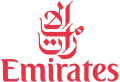 The Emirates logo is written in traditional Arabic calligraphy