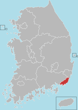 خريطة كوريا الجنوبية موضح فيها بوسان