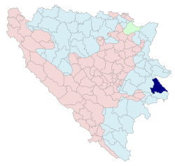 موقع ڤيشى‌گراد في البوسنة والهرسك.