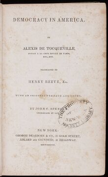 Democracy in America by Alexis de Tocqueville title page.jpg