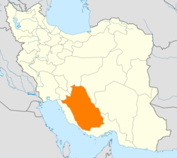 Map of Iran with Fars highlighted
