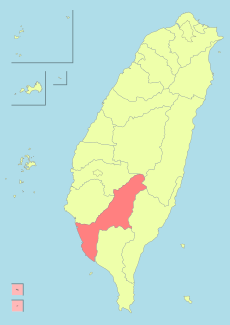 موقع مدينة كاوشونگ على جزر تايوان.