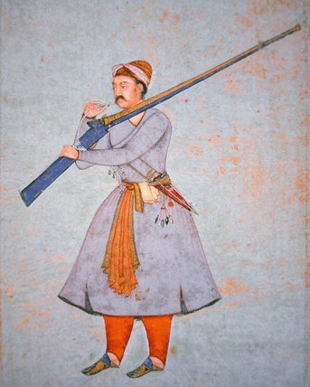 ملف:Officer of the Mughal Army, c.1585 (colour litho).jpg