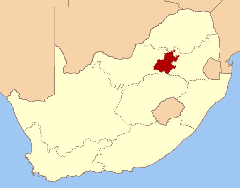 ملف:Map of South Africa with Gauteng highlighted.png