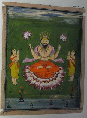 ملف:Viṣṇu as Buddha making gesture of dharmacakrapravartana flanked by two disciples.jpg