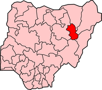 موقع ولاية گومبه في نيجريا