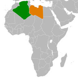 Map indicating locations of Algeria and Libya