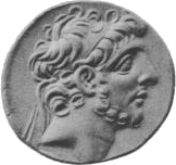 Ancient coin depicting a Seleucid ruler (Antiochus IX)