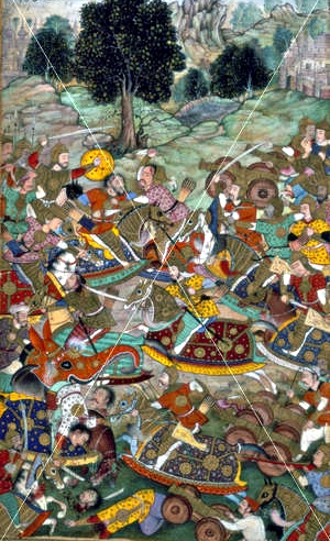 ملف:Babur’s army in battle against the army of Rana Sanga at.jpg