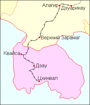 Location of Dzuarikau–Tskhinvali pipeline