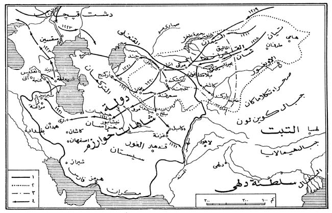 ملف:خريطة توضح منطقة الأويغور أيام الغزو المغولي للعالم الإسلامي.JPG