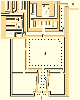 Map of Neferirkare's mortuary temple. Discussed in detail in upcoming section.