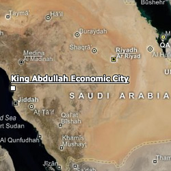 موقع مدينة الملك عبد الله الاقتصادية على الخريطة