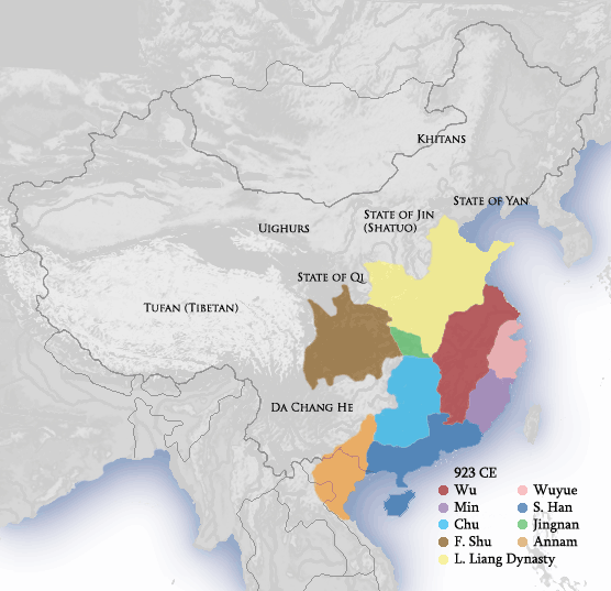 ملف:Five Dynasties Ten Kingdoms 923 CE.png