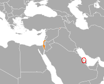 Map indicating locations of Bahrain and Israel