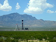 One of the three towers of the Ivanpah Solar Power Facility.