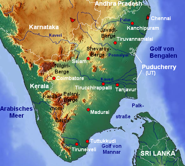 ملف:Tamil Nadu topo deutsch mit Gebirgen.png