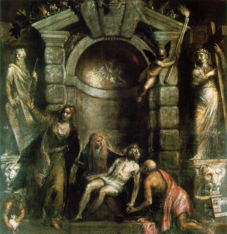 Like numerous of his late works, Titian's last painting, the Pietà, is a dramatic scene of suffering in a nocturnal setting. It was apparently intended for his own tomb chapel.