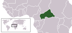 موقع جمهورية أفريقيا الوسطى.