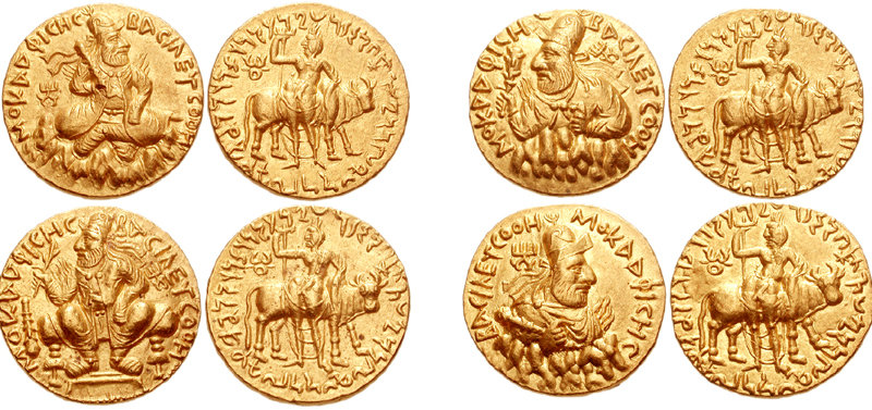 ملف:Four sets of Gold Coins of Vima Kadphises.jpg